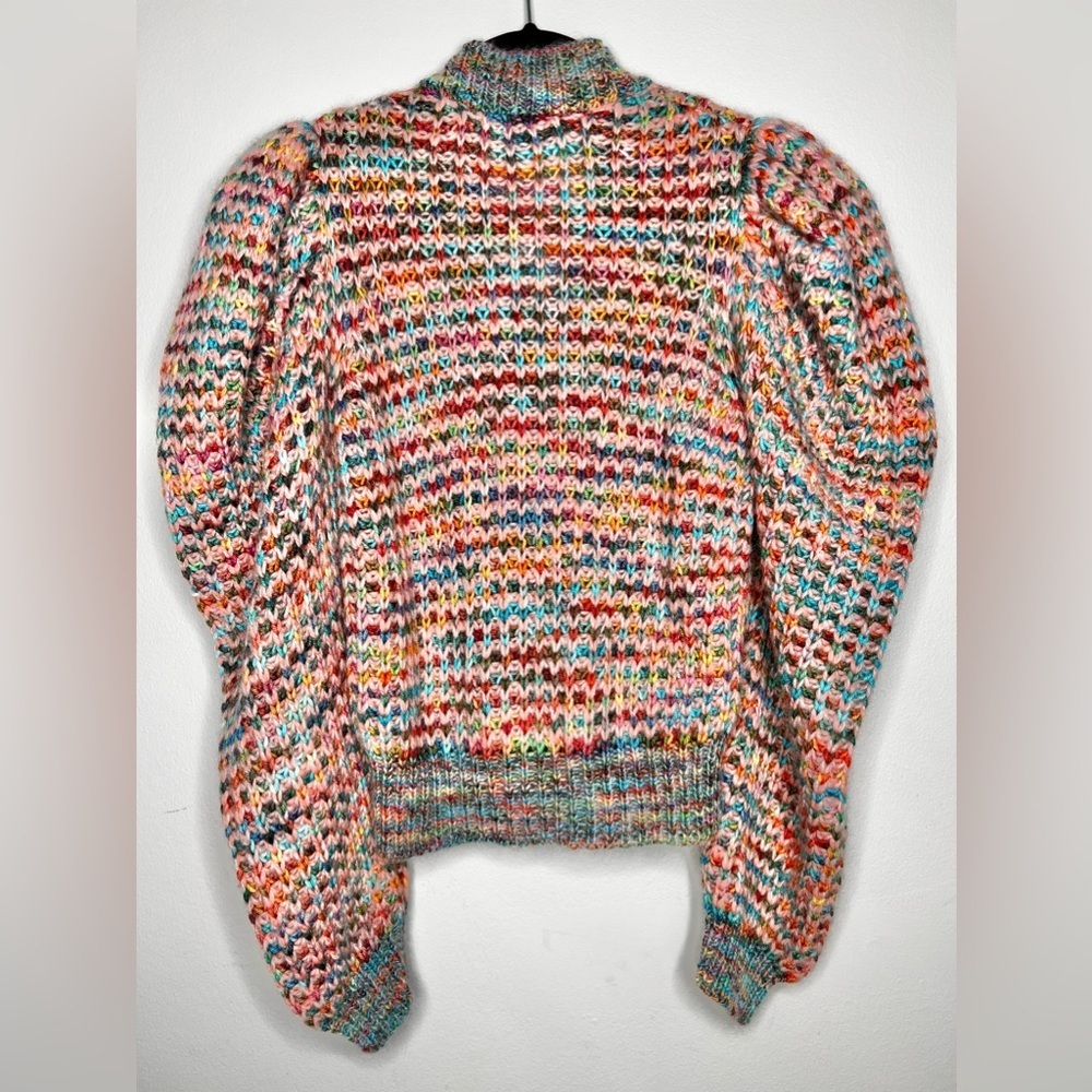 NWOT Ulla Johnson Fiora Wool Puff Sleeve Rainbow Cardigan Sweater Size Small - Picture 6 of 9